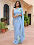 Blue Handbrush Chiffon Saree
