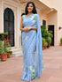 Blue Handbrush Chiffon Saree