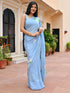 Blue Handbrush Chiffon Saree