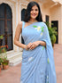 Blue Handbrush Chiffon Saree