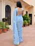 Blue Handbrush Chiffon Saree