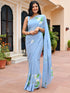 Blue Handbrush Chiffon Saree
