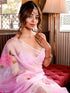 Pink Hand Painted Organza Saree